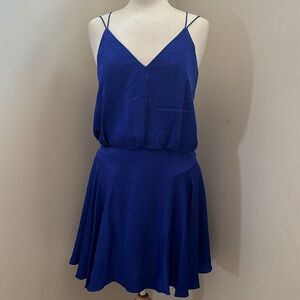 MILLY Cobalt Blue Stretch Silk Party Dress - Size 8